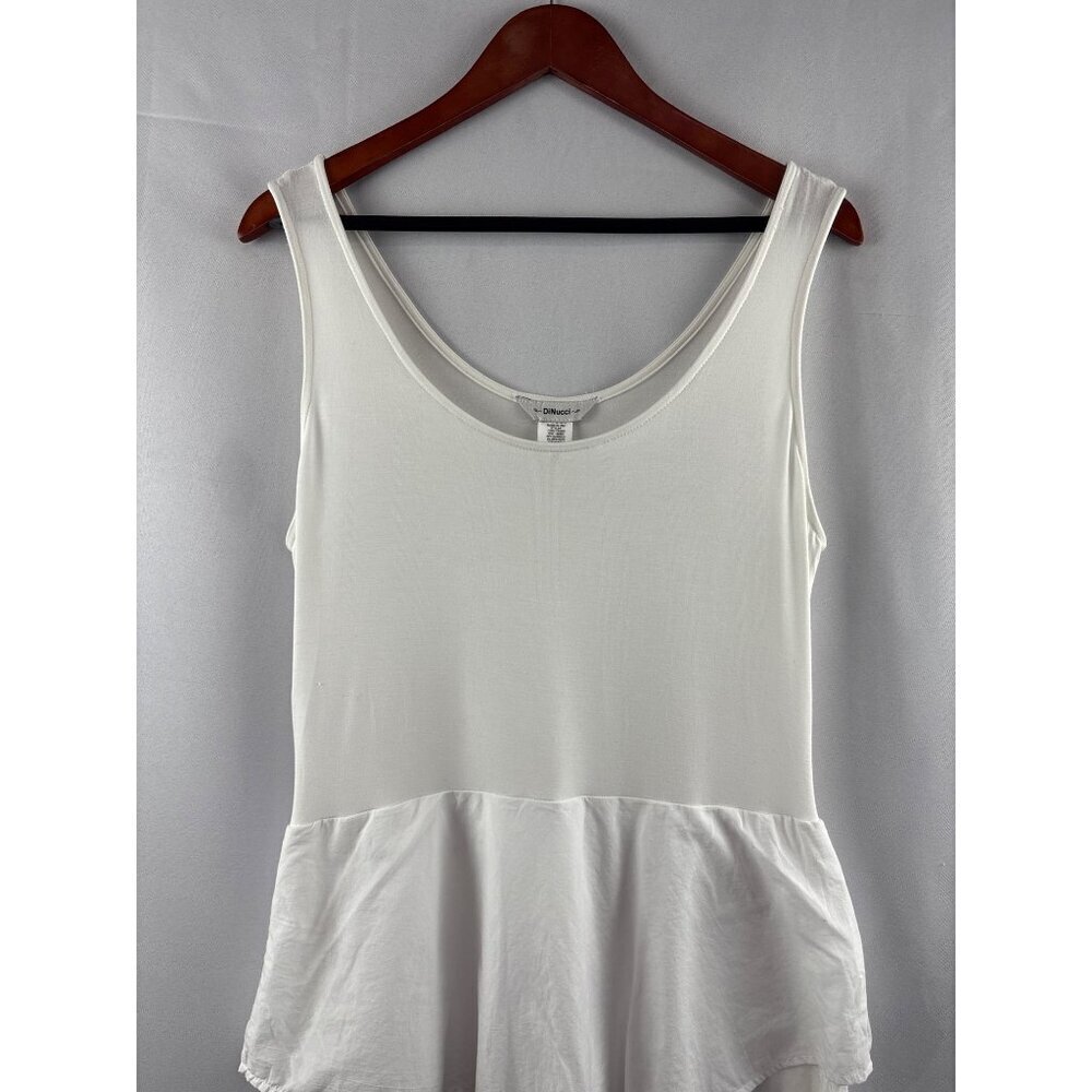 Dinucci Womens Medium Sleeveless Peplum Top Bamboo & Cotton Blend White